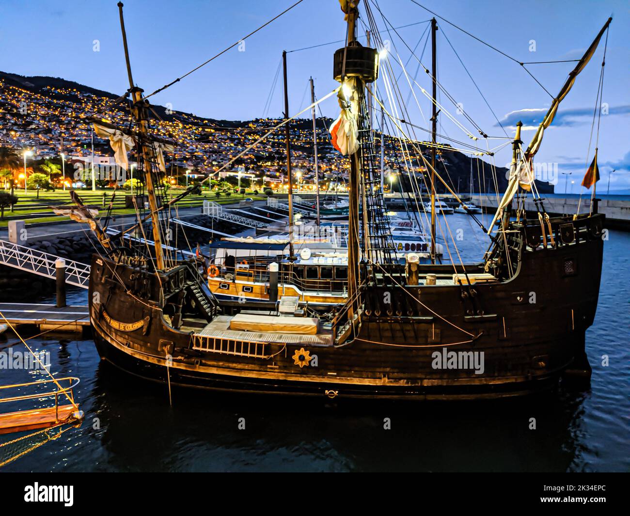 Historical Sailing ship in the port of Funchal Stock Photo