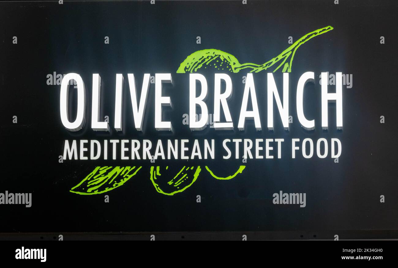 Olive Branch, a Mediterranean street food restaurant on Bold Street in Liverpool Stock Photo