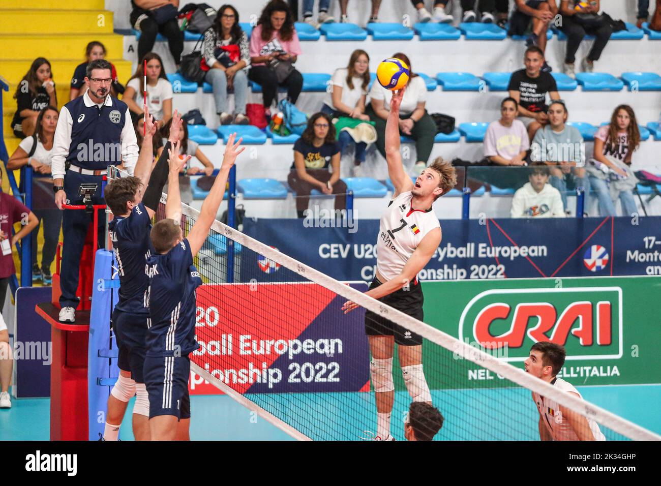 Spike of Ferre Reggers (BEL) during U20 European Championship Belgium
