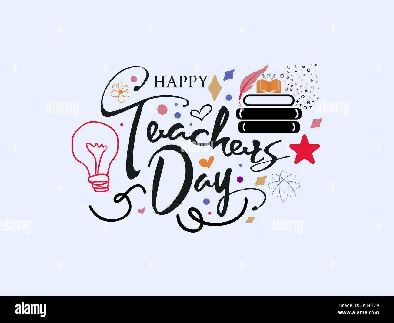 Color Calligraphy letter design concept of Happy teachers day with ...