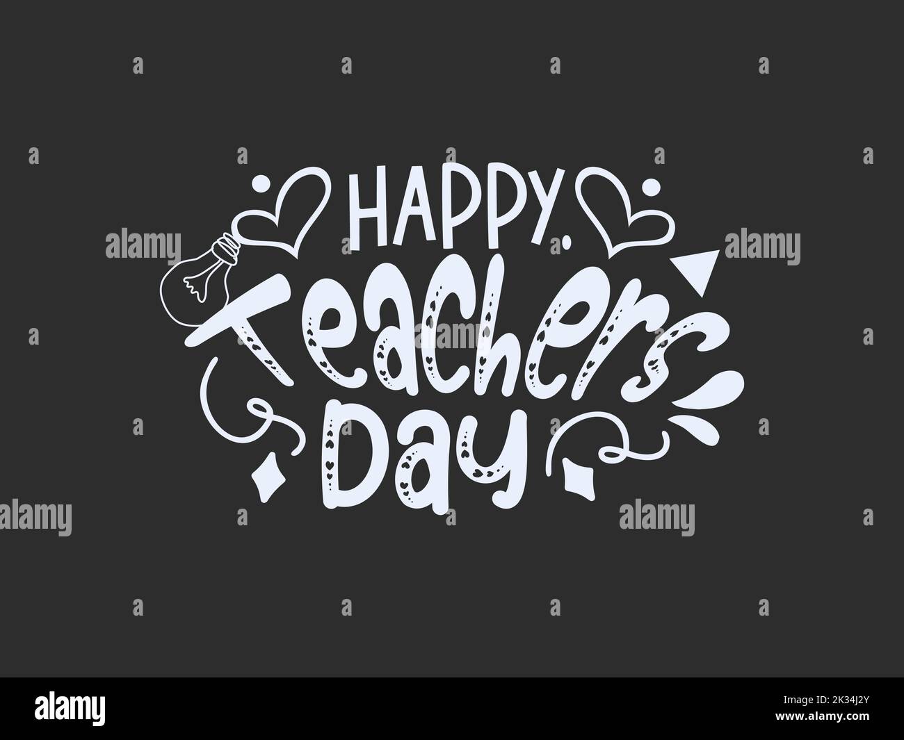 Happy teachers day vector Calligraphy design with creative doodle ...