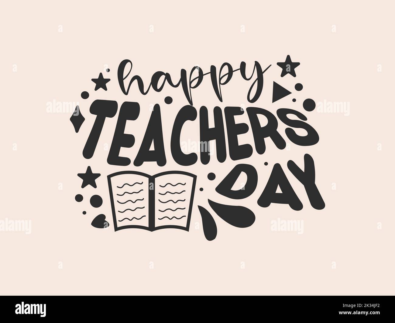 Happy teachers day vector Calligraphy design with creative doodle celebration Stock Vector