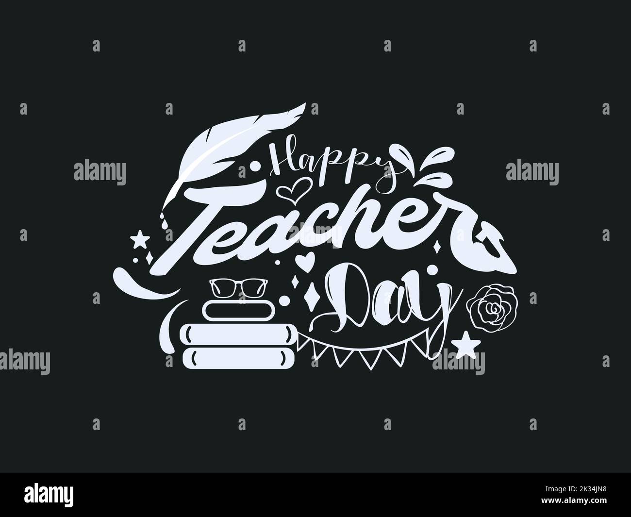 Happy teachers day hand lettering vector illustration design with ...