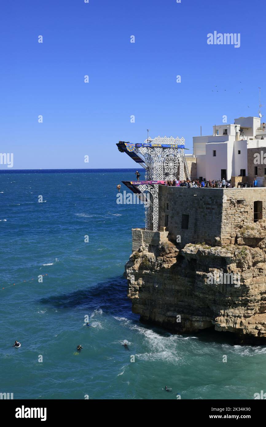 Polignano a Mare, Italy, September 18, 2022. Red Bull Cliff Diving