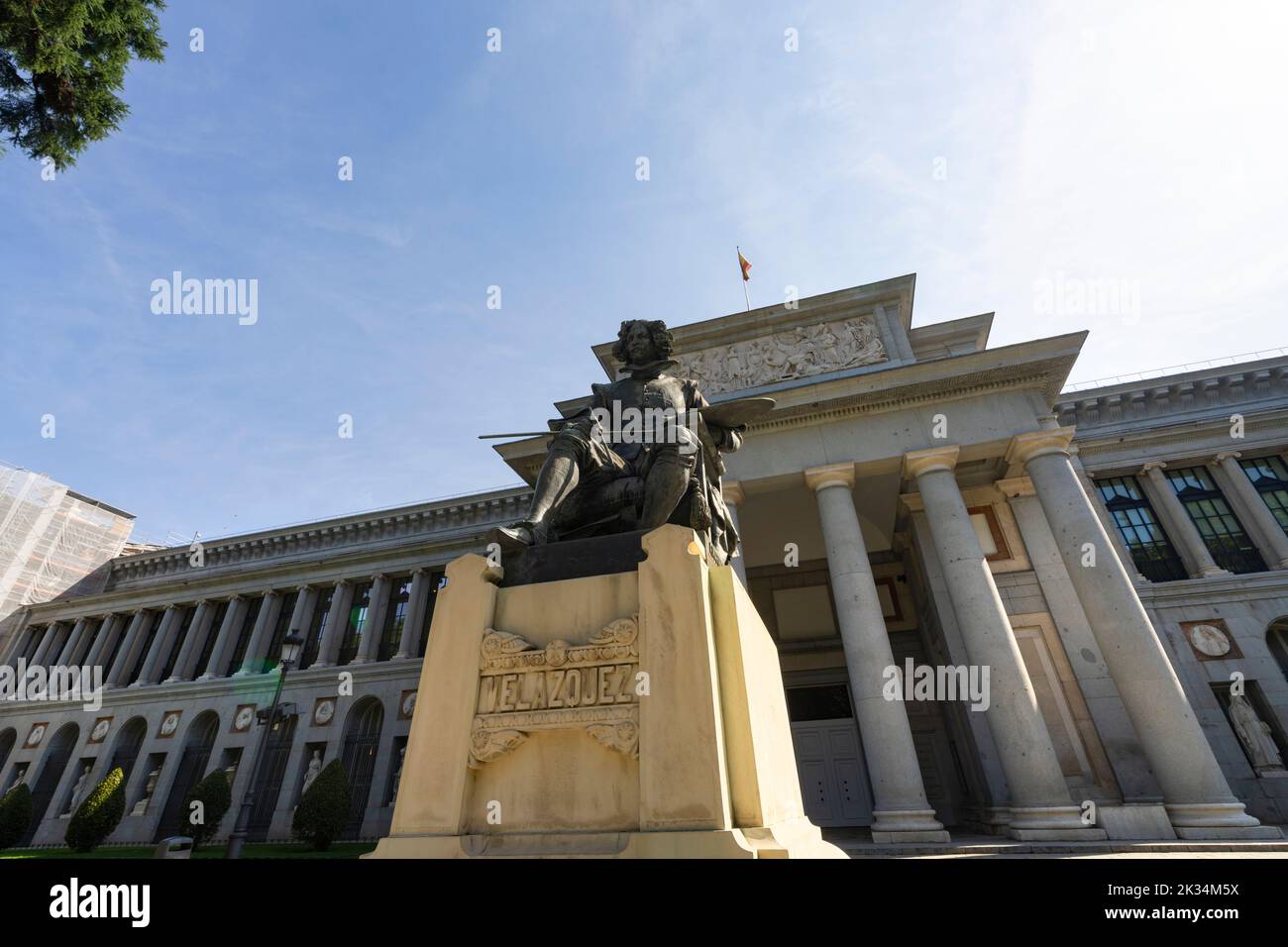 Madrid, Spain, September 2022.  the Velazquez Statue in front of the Prado Museum building in the city center Stock Photo