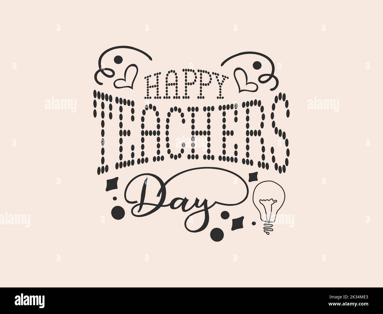 Happy teachers day vector Calligraphy design with creative doodle celebration Stock Vector
