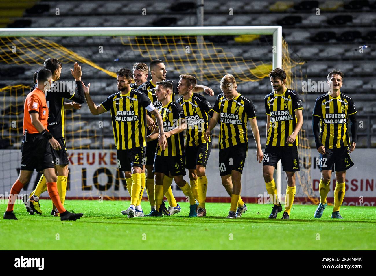 Lierse's Lucas Walbrecq celebrates after scoring during a soccer game between Lierse Kempenzonen and Koninklijke Racing Club Mechelen, Saturday 24 September 2022 in Lier, in the fifth round of the 'Croky Cup' Belgian cup. BELGA PHOTO TOM GOYVAERTS Stock Photo