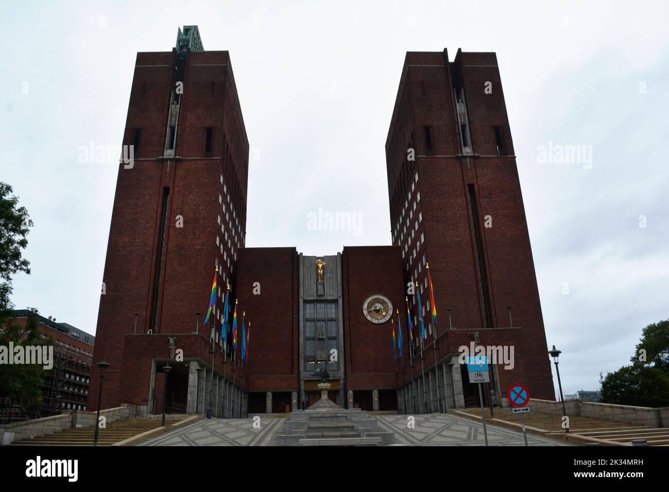 Oslo, Norway, September 2022: Front facade of the Oslo City Hall ...