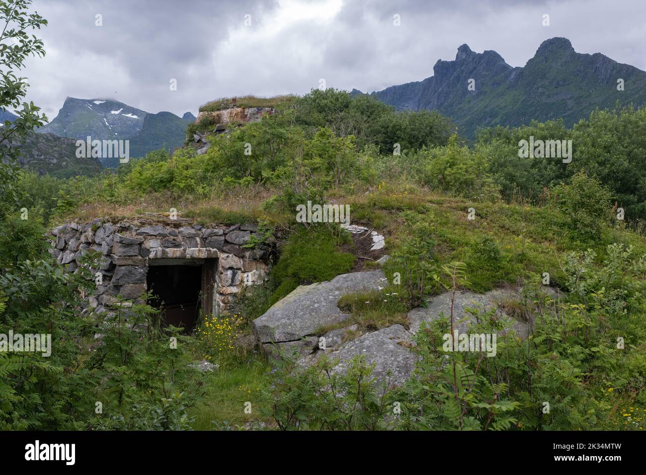 Svolvaer, Norway - July 17, 2022: Kjeoya Fort was a German coastal fort was built by the Germans during Second World War with batteries and bunker fac Stock Photo