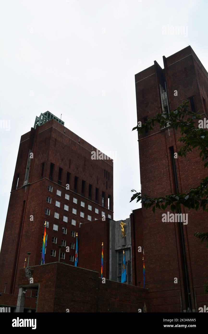 Oslo, Norway, September 2022: Front facade of the Oslo City Hall ...
