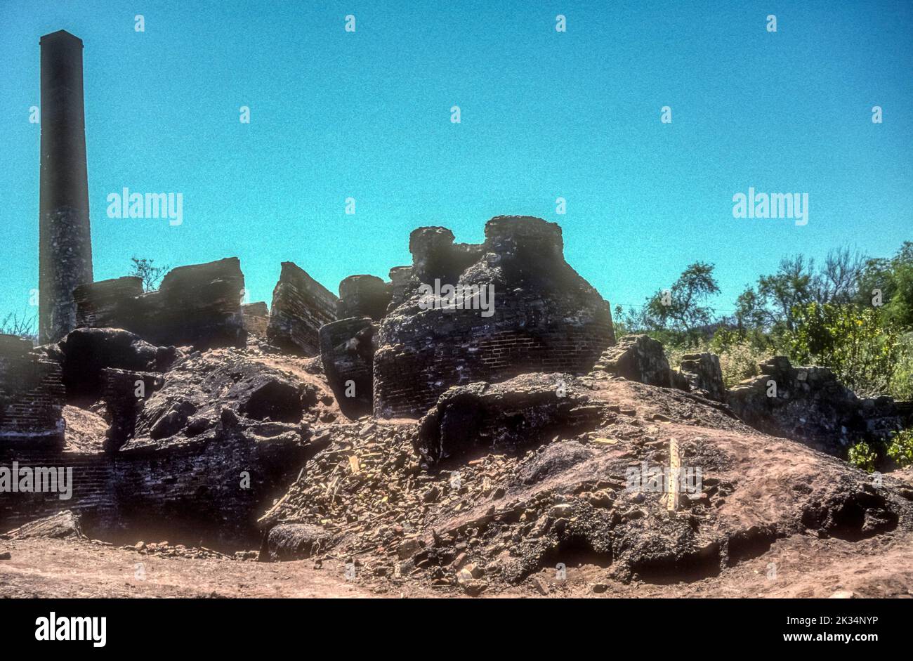 1990s archive image of remains of 19th century gold & silver mining at