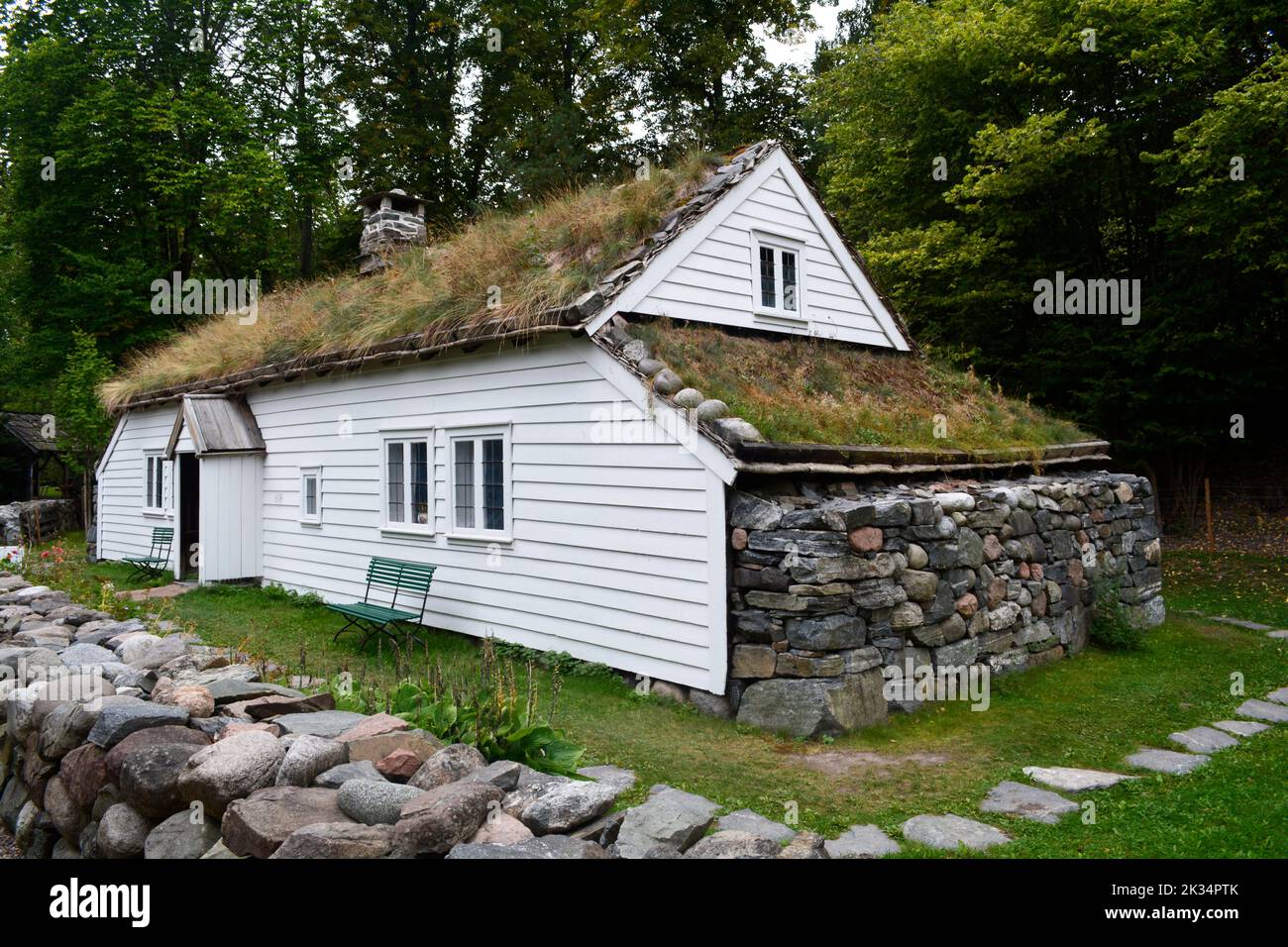 Oslo, Norway, September 2022: Lende Farmhouse exhibited at The Norwegian Museum of Cultural History (Norsk Folkemuseum) Stock Photo