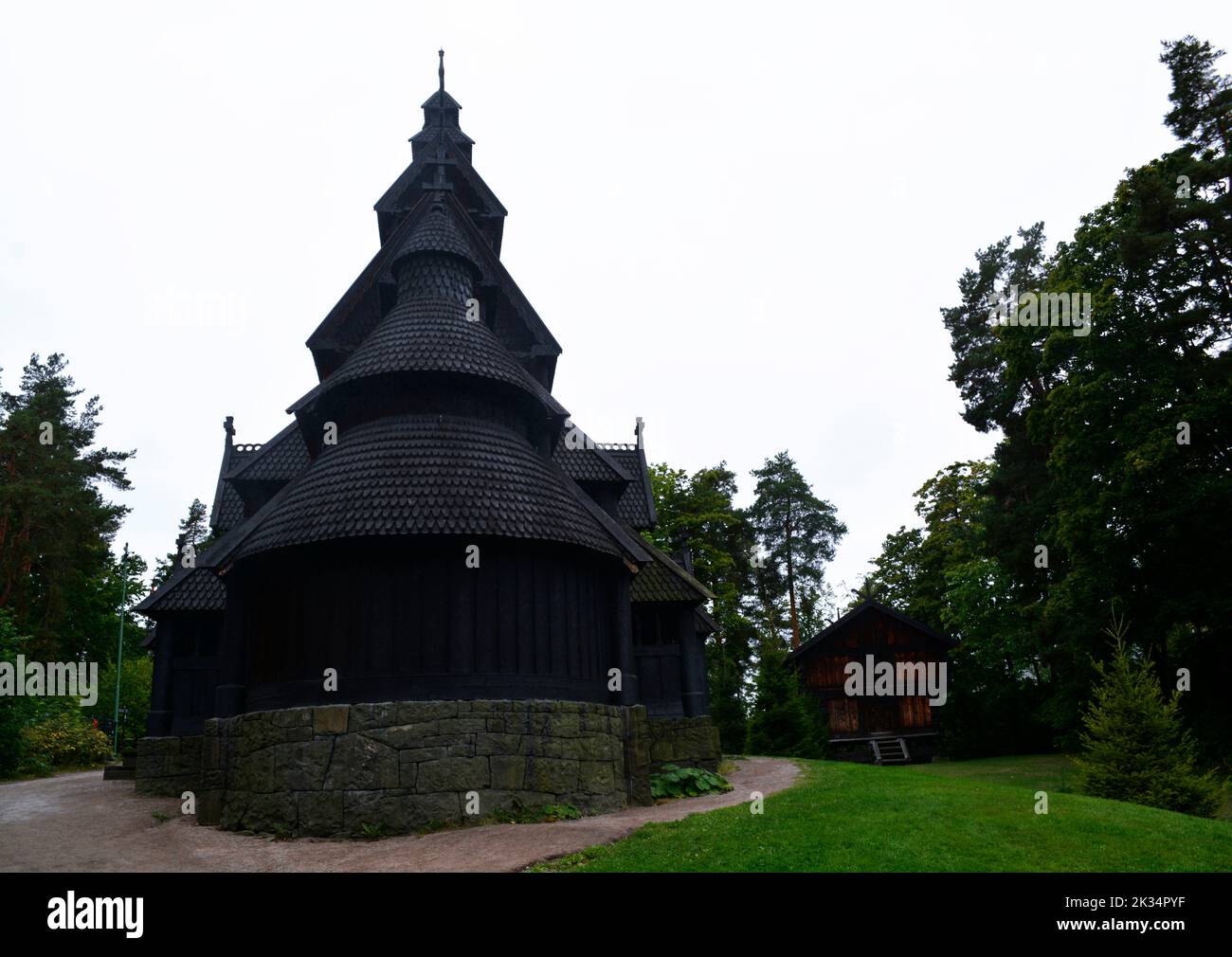 Oslo, Norway, September 2022: Gol Stave Church exhibited at The Norwegian Museum of Cultural History (Norsk Folkemuseum) Stock Photo