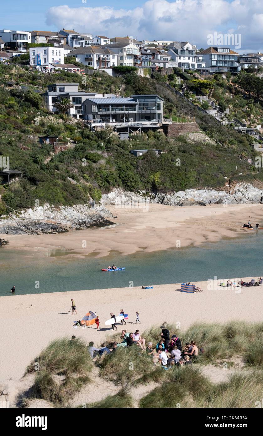 Crantock beach, Crantock, Cornwall, England a popular holiday destination. Stock Photo