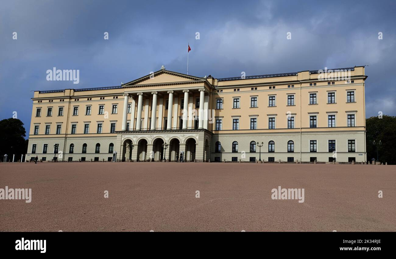Oslo, Norway, September 2022: Front façade of The Royal Palace building. Stock Photo