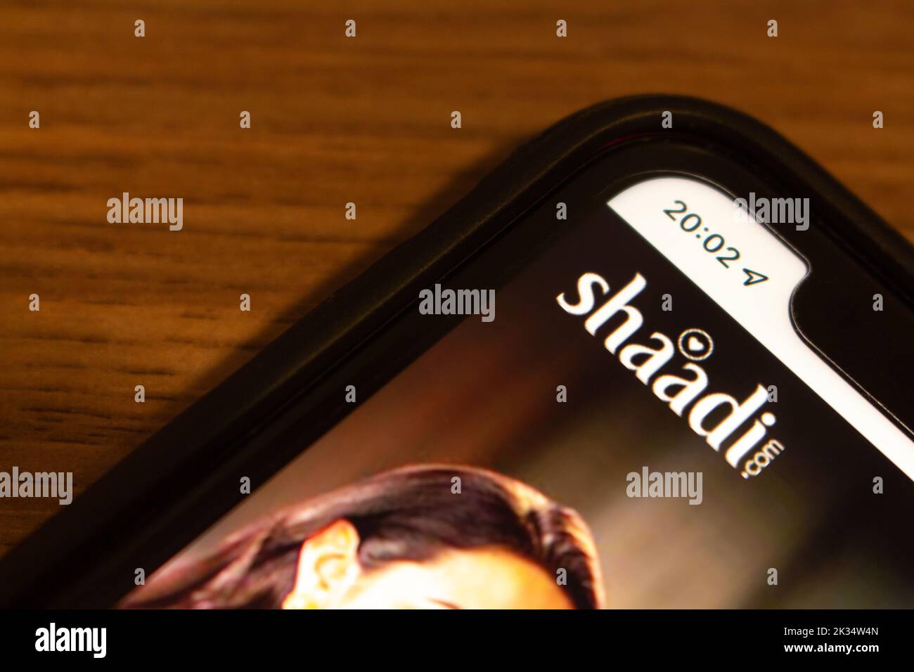 Logo of Shaadi on its website on an iPhone. Shaadi.com is an Indian online wedding service. Its core market is India, Pakistan, and Bangladesh Stock Photo