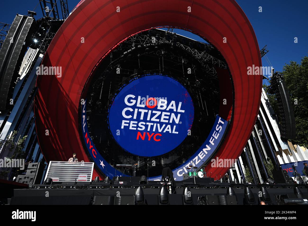 Stage view at the 2022 Global Citizen Festival on the Great Lawn of
