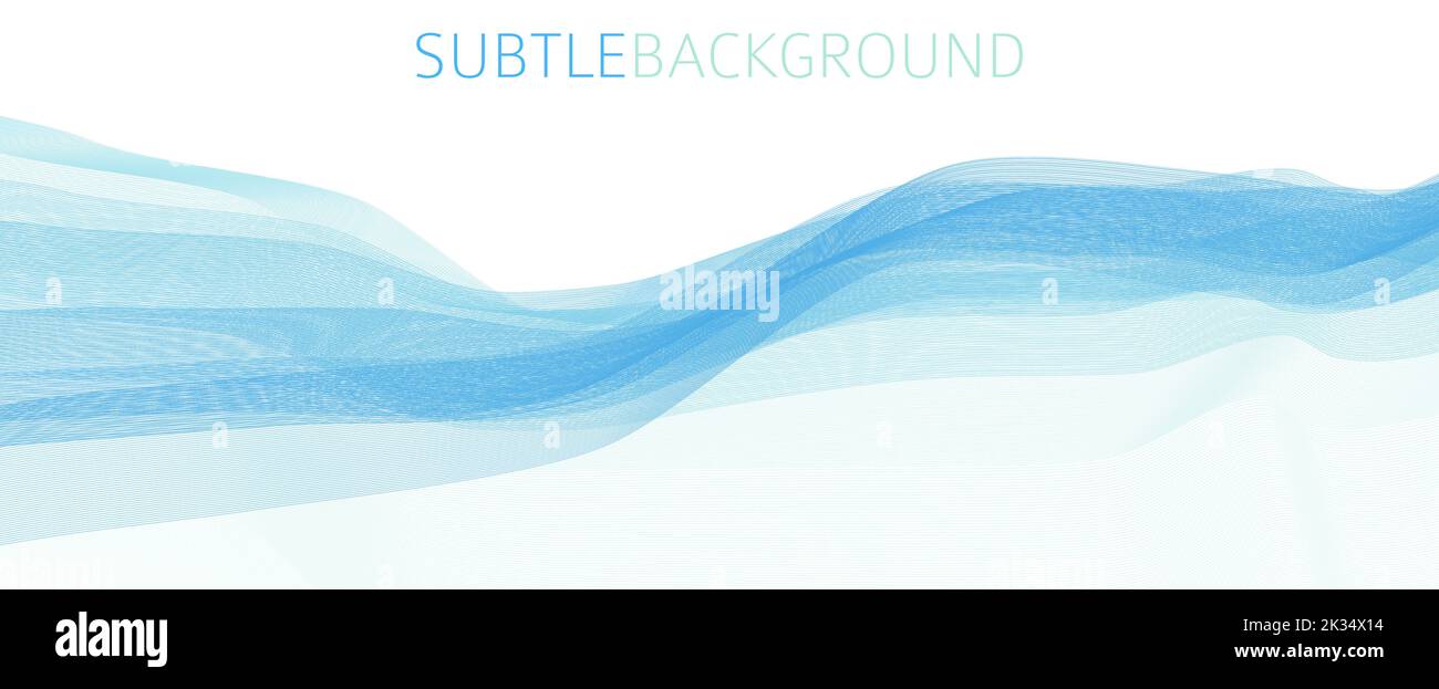 Abstract subtle background with thin undulated blue lines. Elegant vector graphic pattern Stock Vector