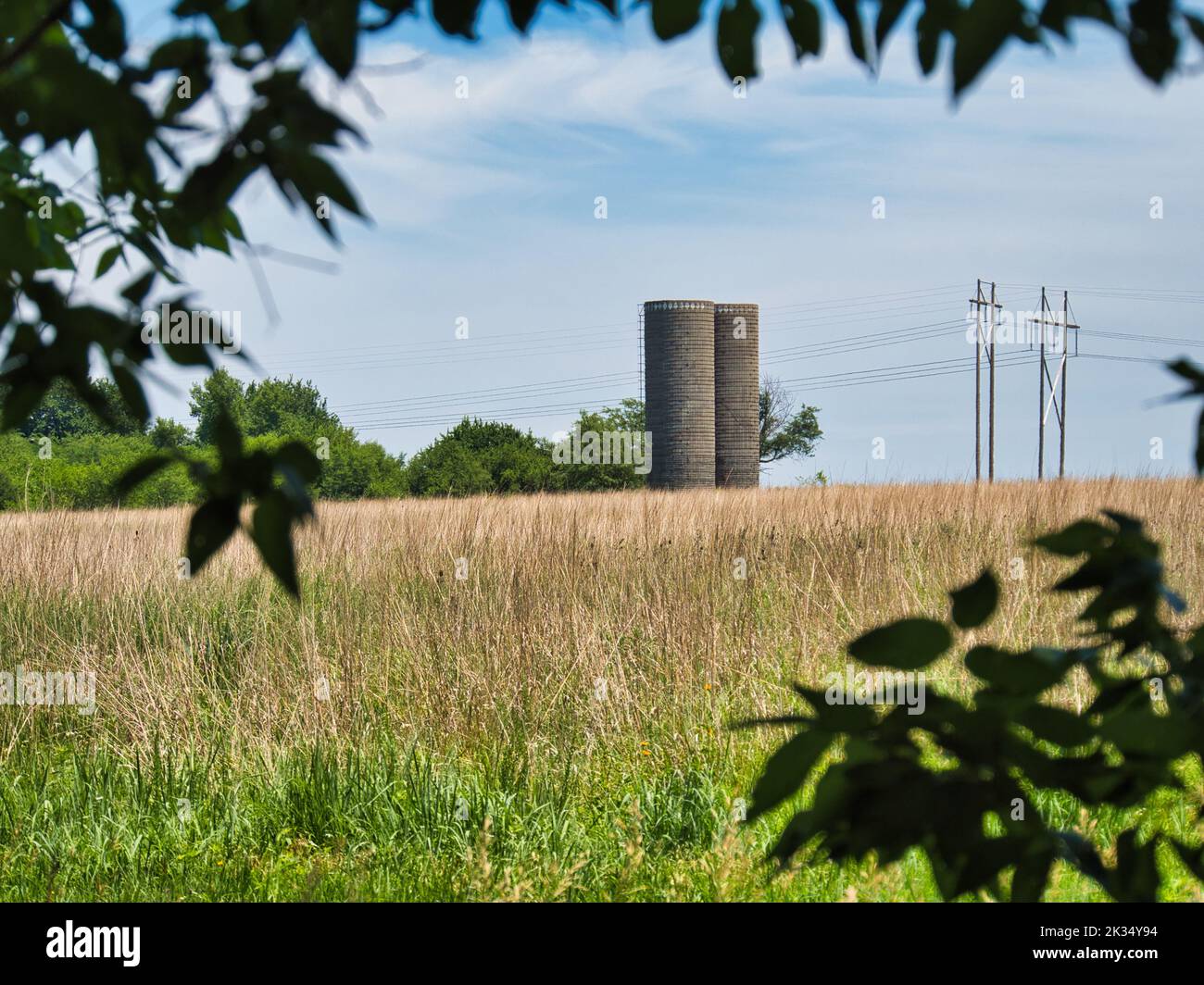 A grain silos among the wheat fields at Big Bull Creek Park in Edgerton