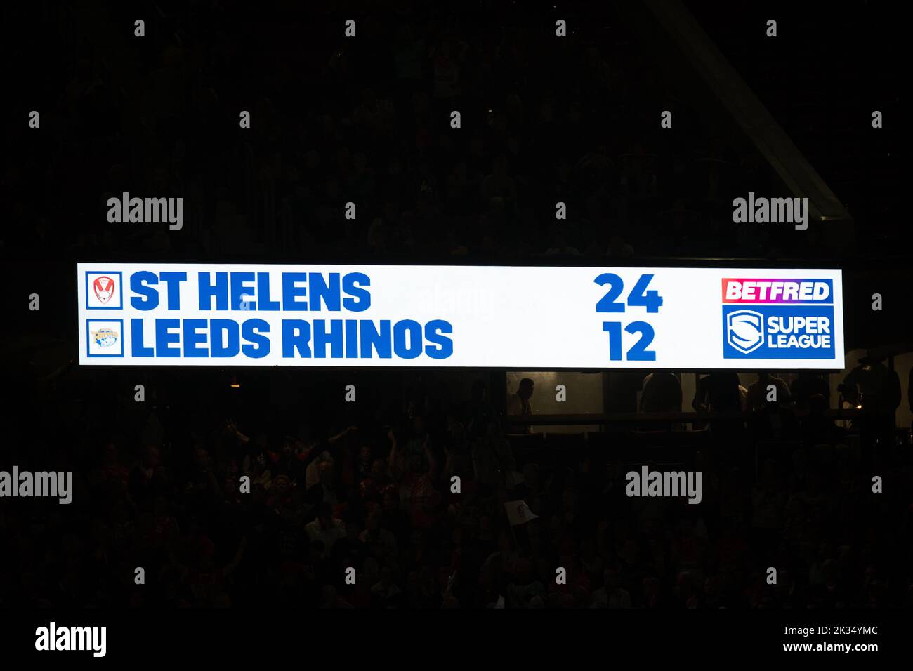 Scoreboard showing the final score after the 25th Betfred Super League