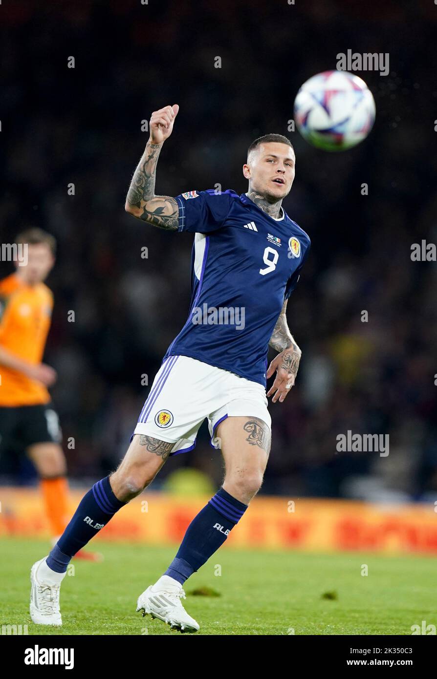Scotland's Lyndon Dykes during the UEFA Nations League Group E Match at Hampden Park, Glasgow. Picture date: Saturday September 24, 2022. Stock Photo