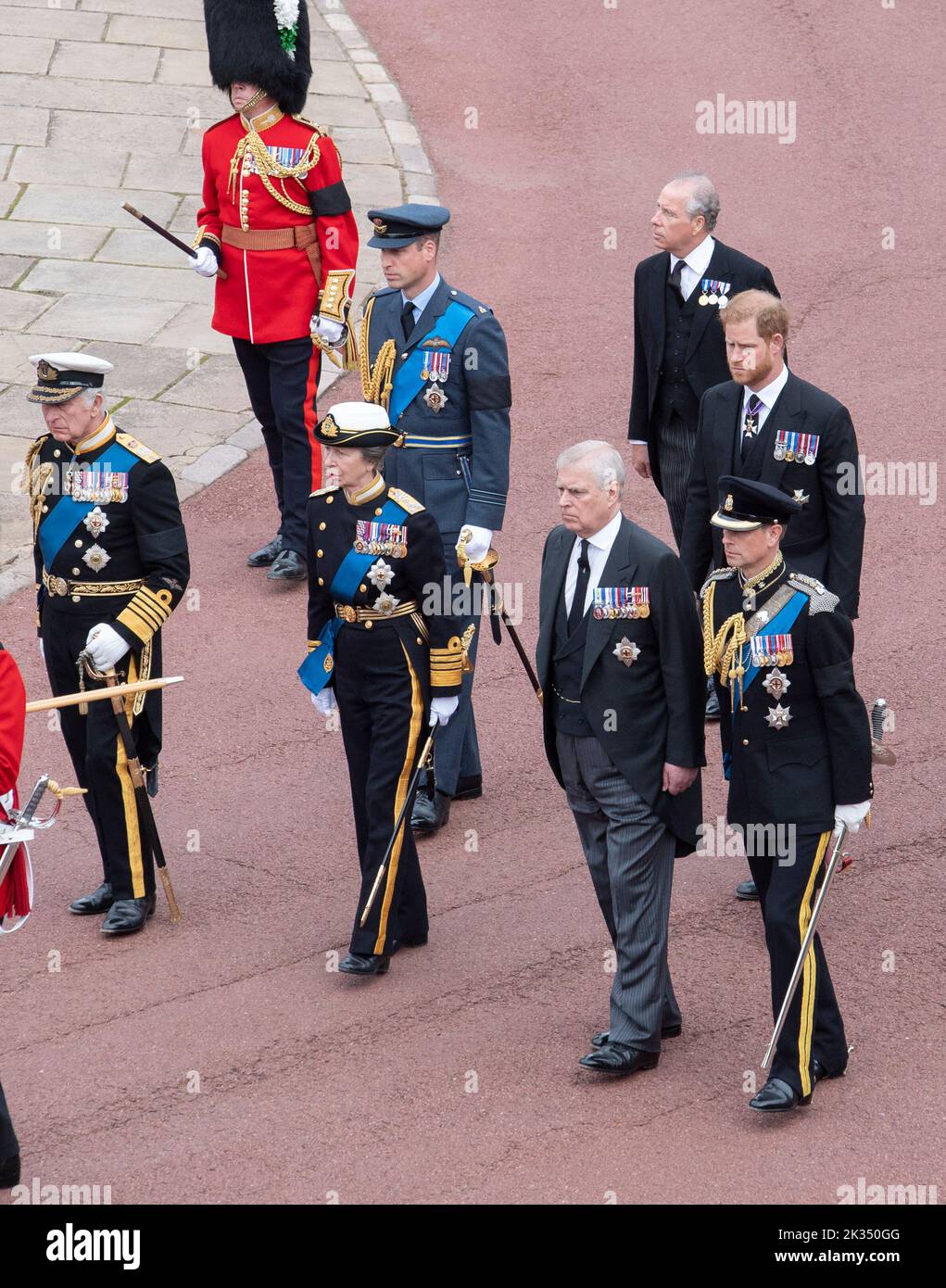 Windsor, England. UK. 19 September, 2022. King Charles lll, Princess Anne, Princess Royal, Prince William, Prince of Wales, David Armstrong-Jones, 2nd Stock Photo