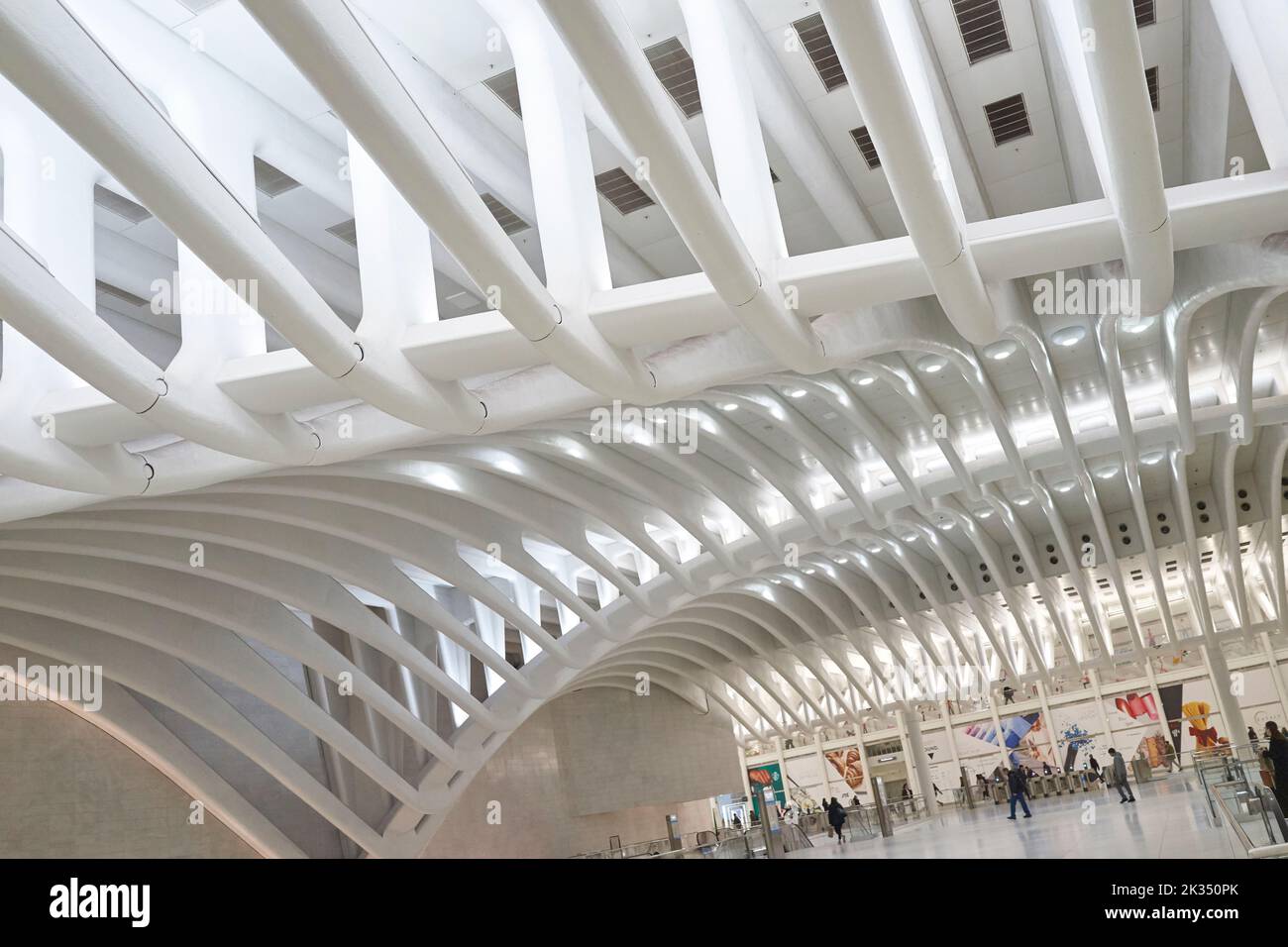Detail of the bones or spine in the interior of the Oculus at The World Trade Center in Manhattan, NYC Stock Photo