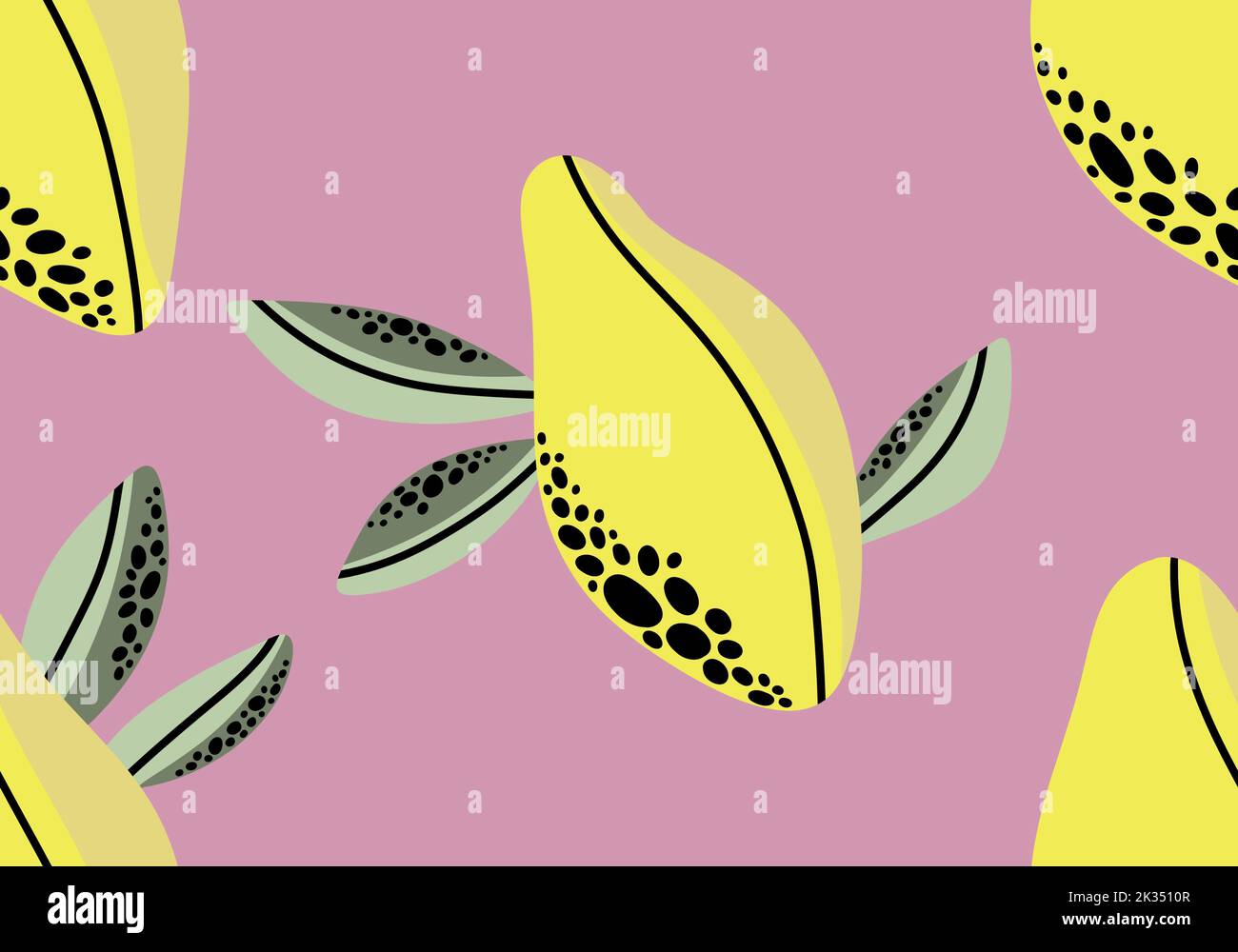 Summer fruit seamless doodle cartoon polka dots lemon pattern for ...