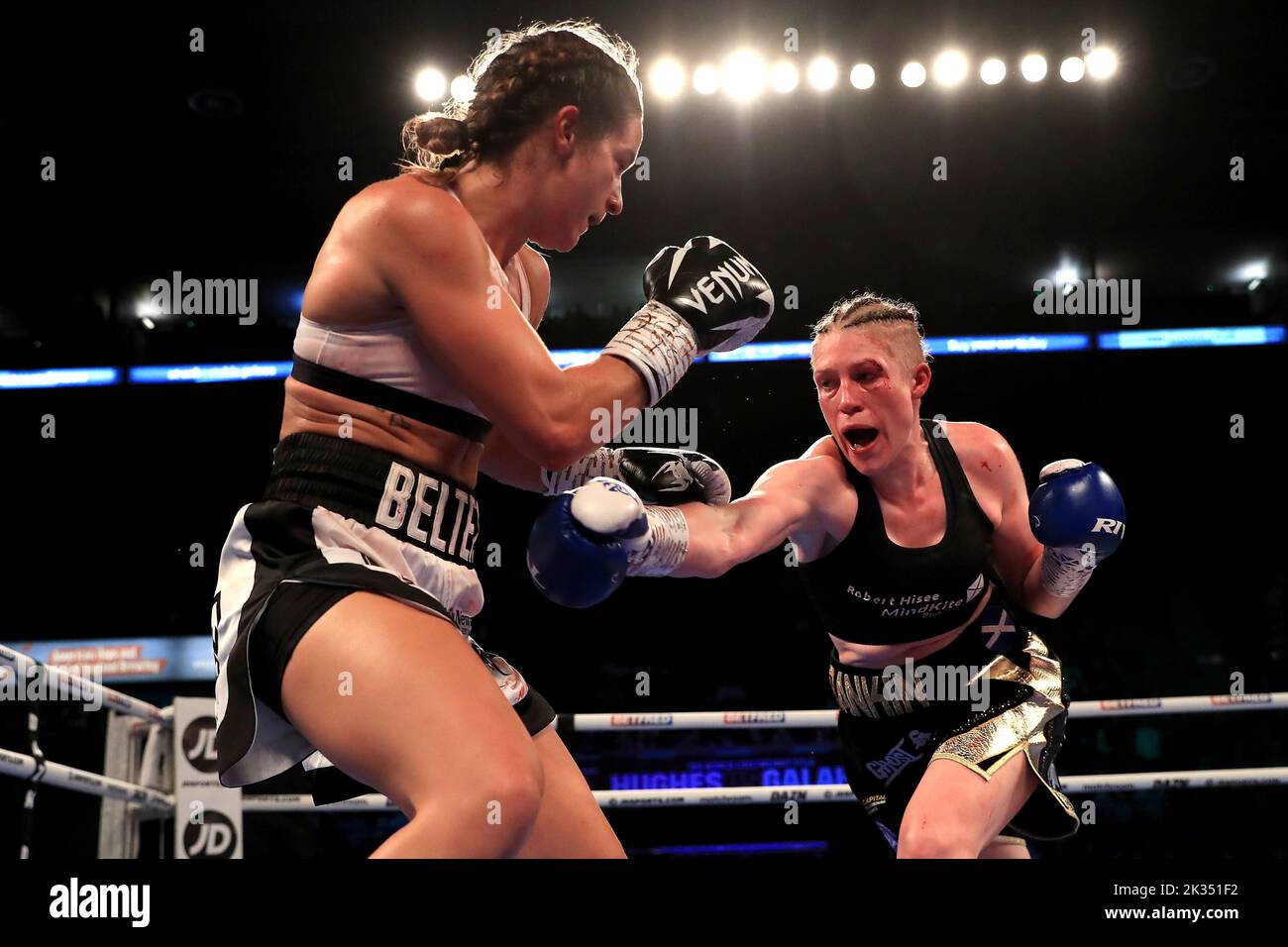 Hannah Rankin (right) in action against Terri Harper in the WBA and IBO World Super Welterweight titles fight at Motorpoint Arena, Nottingham. Picture date: Saturday September 24, 2022. Stock Photo