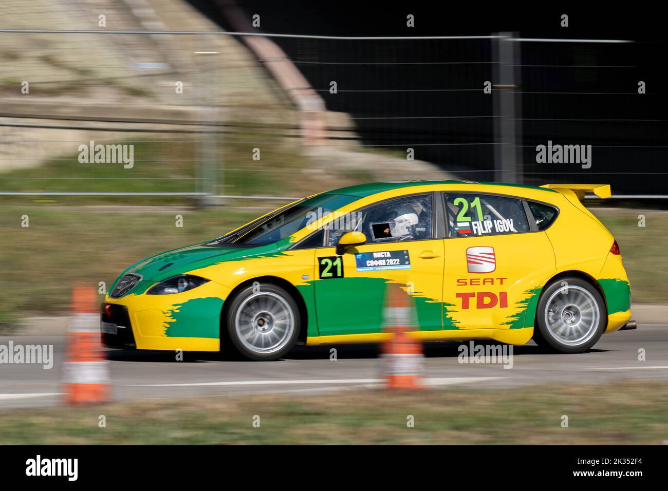 Sofia Rally - racing car at auto racing competition in Sofia, Bulgaria Stock Photo