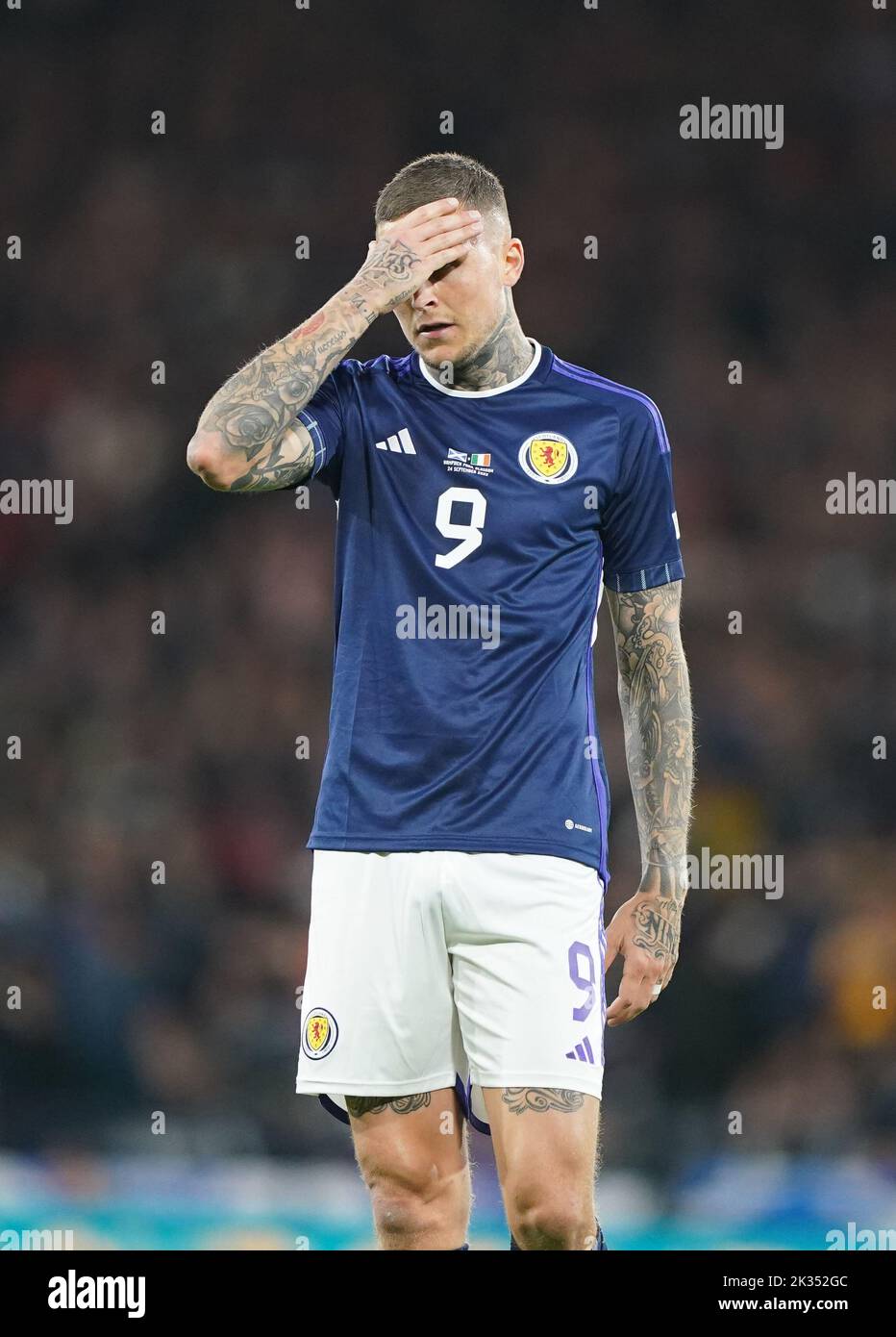 Scotland's Lyndon Dykes during the UEFA Nations League Group E Match at Hampden Park, Glasgow. Picture date: Saturday September 24, 2022. Stock Photo