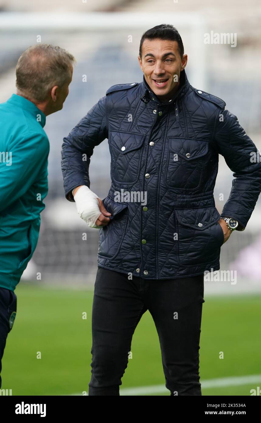 Former player Stephen Kelly pitch side before the UEFA Nations League Group E Match at Hampden Park, Glasgow. Picture date: Saturday September 24, 2022. Stock Photo