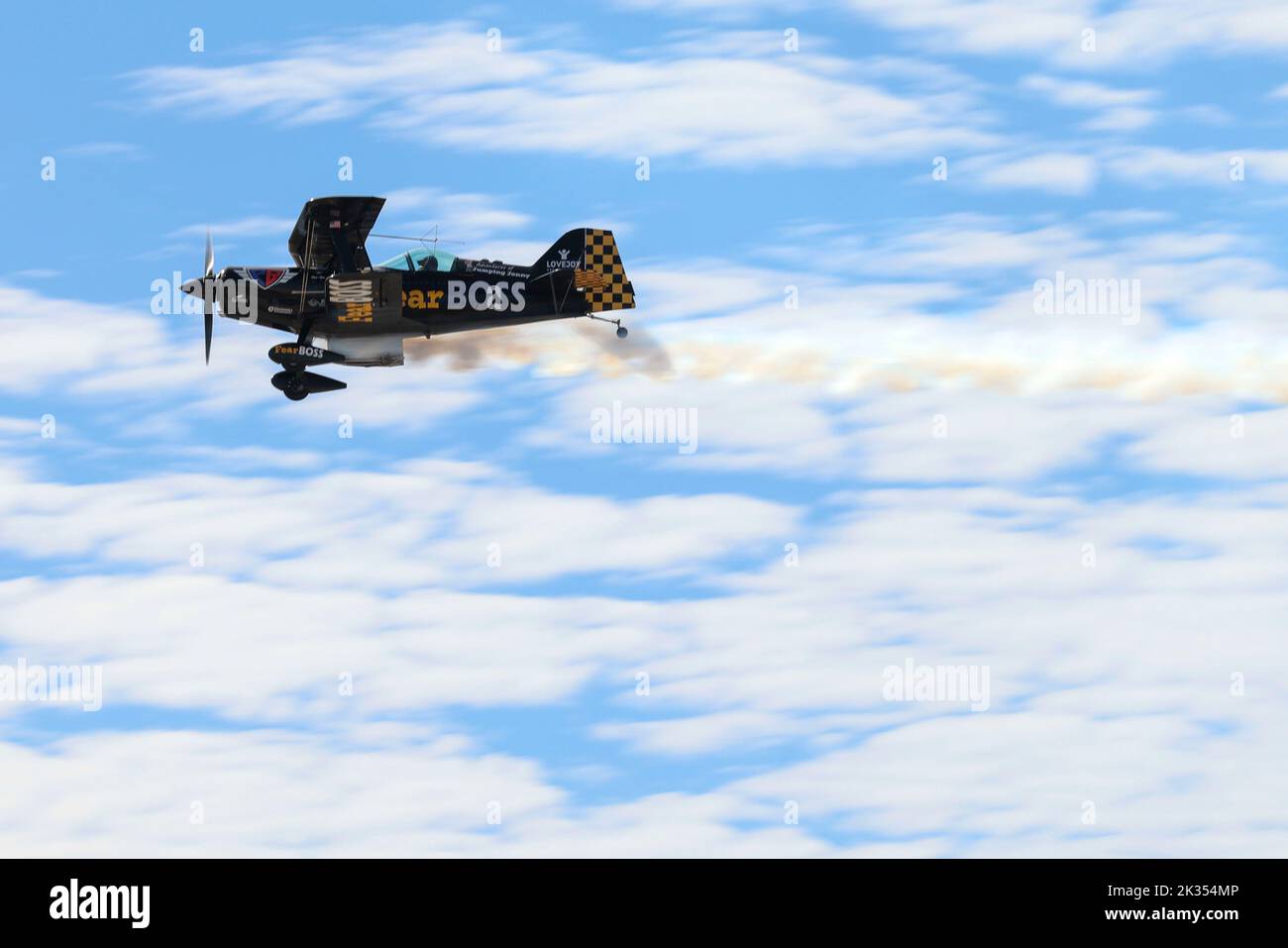 Jon Melby, piloting his Pitts S1B Muscle BiPlane, performs aerobatics