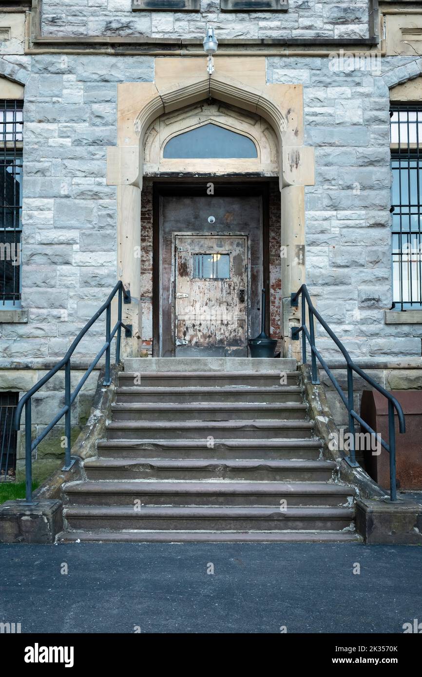 Side entrance to the Ohio State Prison located in Mansfield, Ohio Built in 1886.  Location used for filming the Shawshank Redemption. Stock Photo