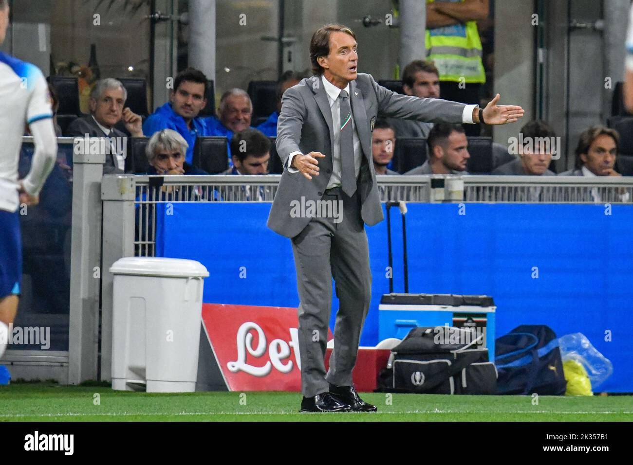 San Siro stadium, Milan, Italy, September 23, 2022, Italy's Head Coach Roberto Mancini  during  Italy vs England - football UEFA Nations League match Stock Photo