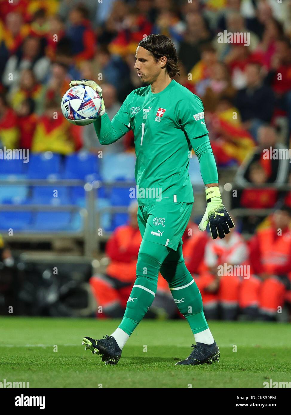 Yann Sommer of Switzerland during the UEFA Nations League League A Group 2 match between Spain and Switzerland at La Romareda on September 24, 2022 in Zaragoza, Spain Stock Photo