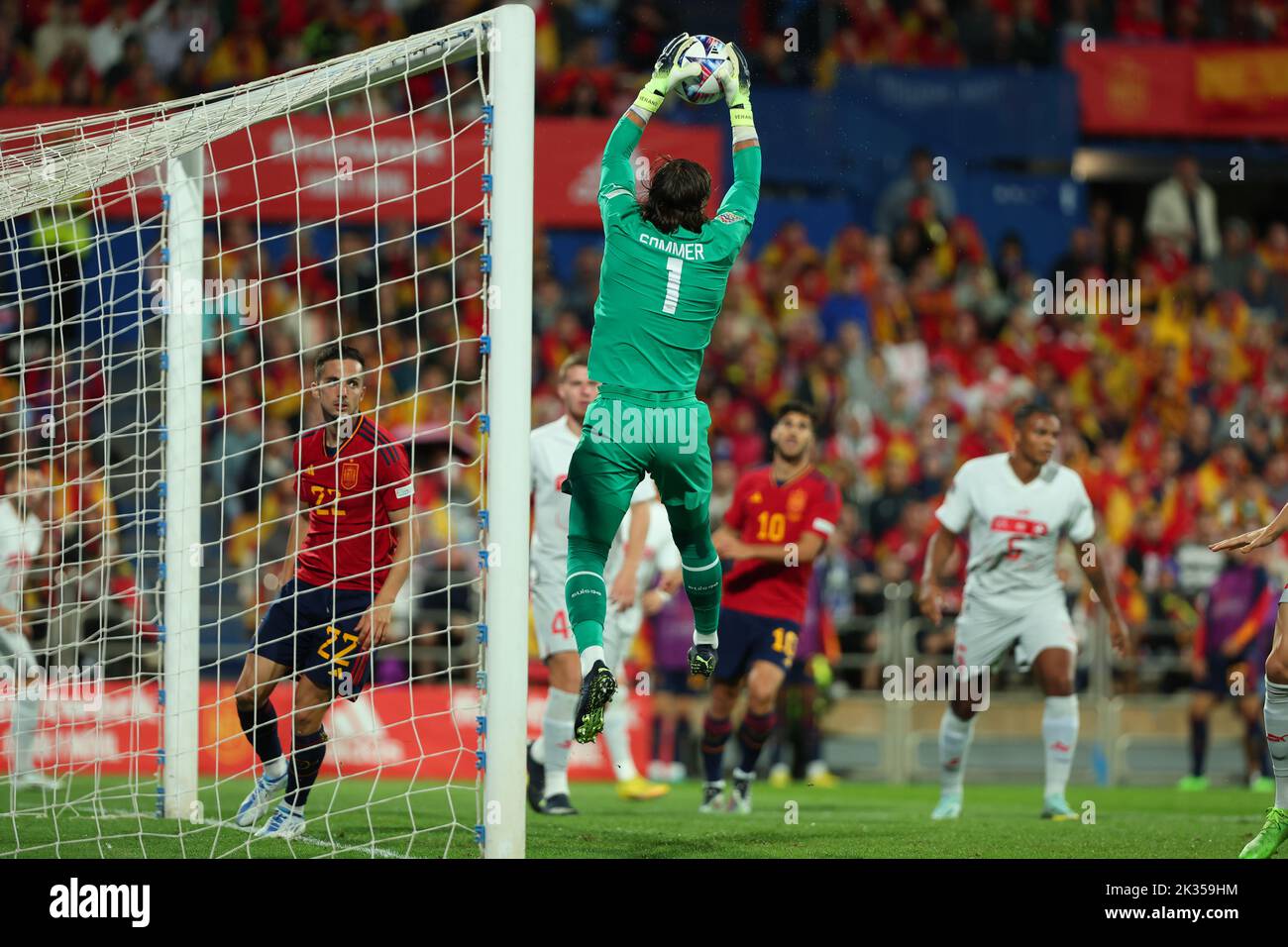 Yann Sommer of Switzerland in action during the UEFA Nations League League A Group 2 match between Spain and Switzerland at La Romareda on September 24, 2022 in Zaragoza, Spain Stock Photo