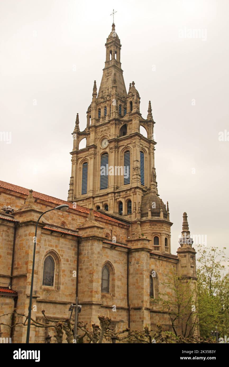 a vertical shot of the Basilica Begona of Bilbao, Spain Stock Photo
