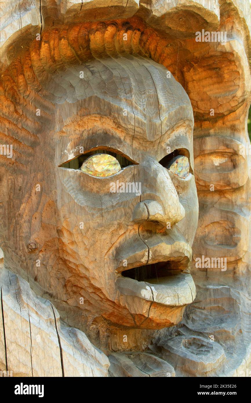 Native American totem at Hobuck Beach, Neah Bay, Makah Indian Reservation, Washington Stock Photo