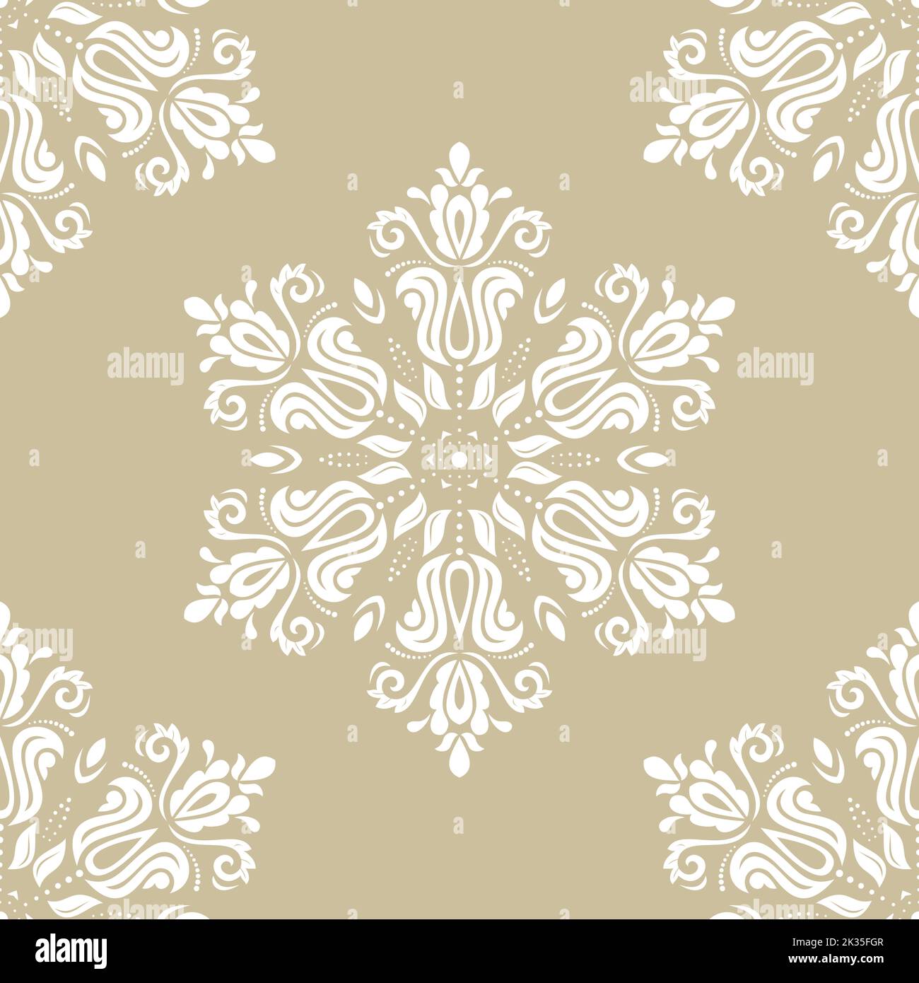 Classic seamless pattern. Damask orient round white ornament. Classic ...