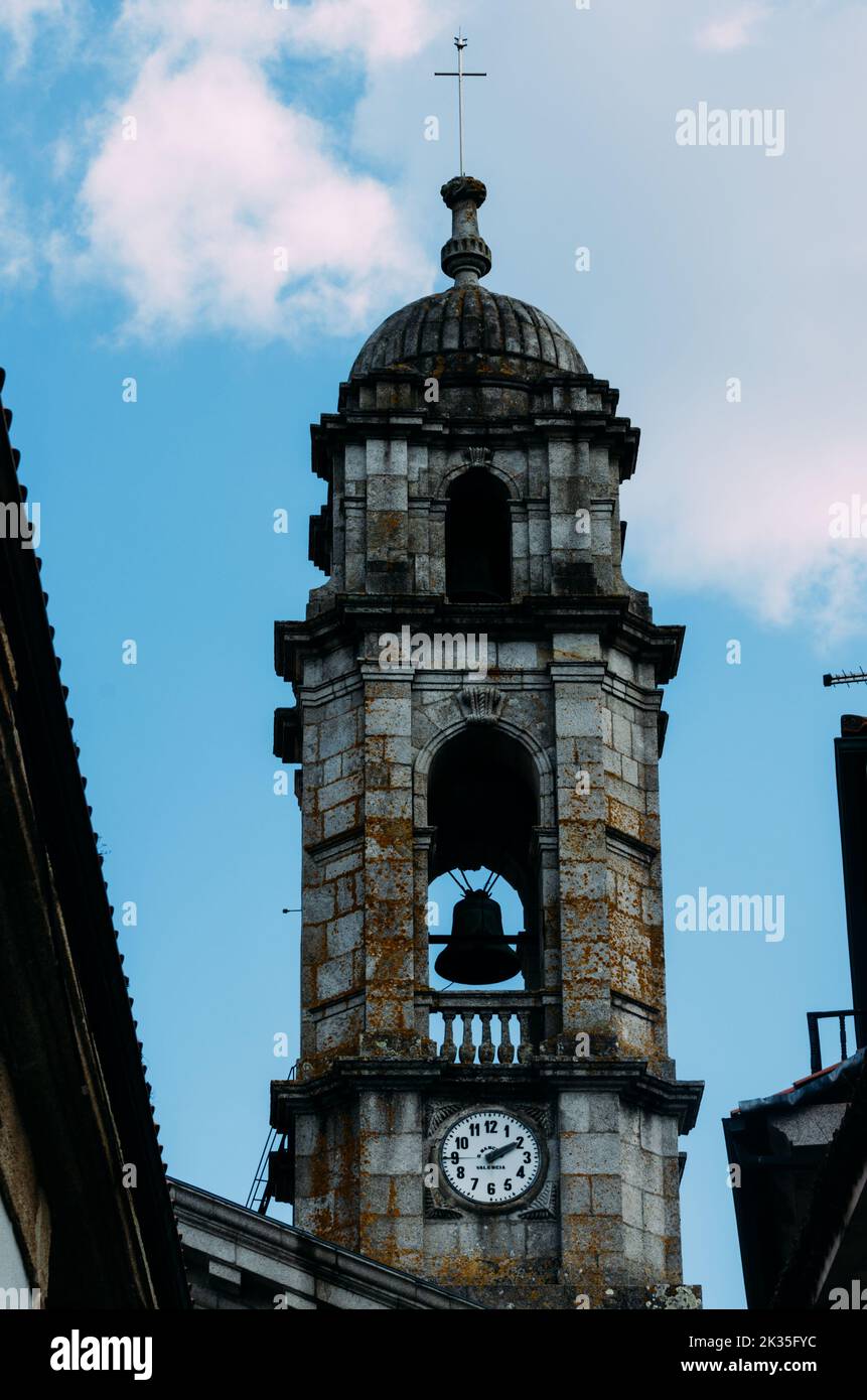 View of the churchtower of Santa Maria in the city of Vigo, Spain Stock Photo