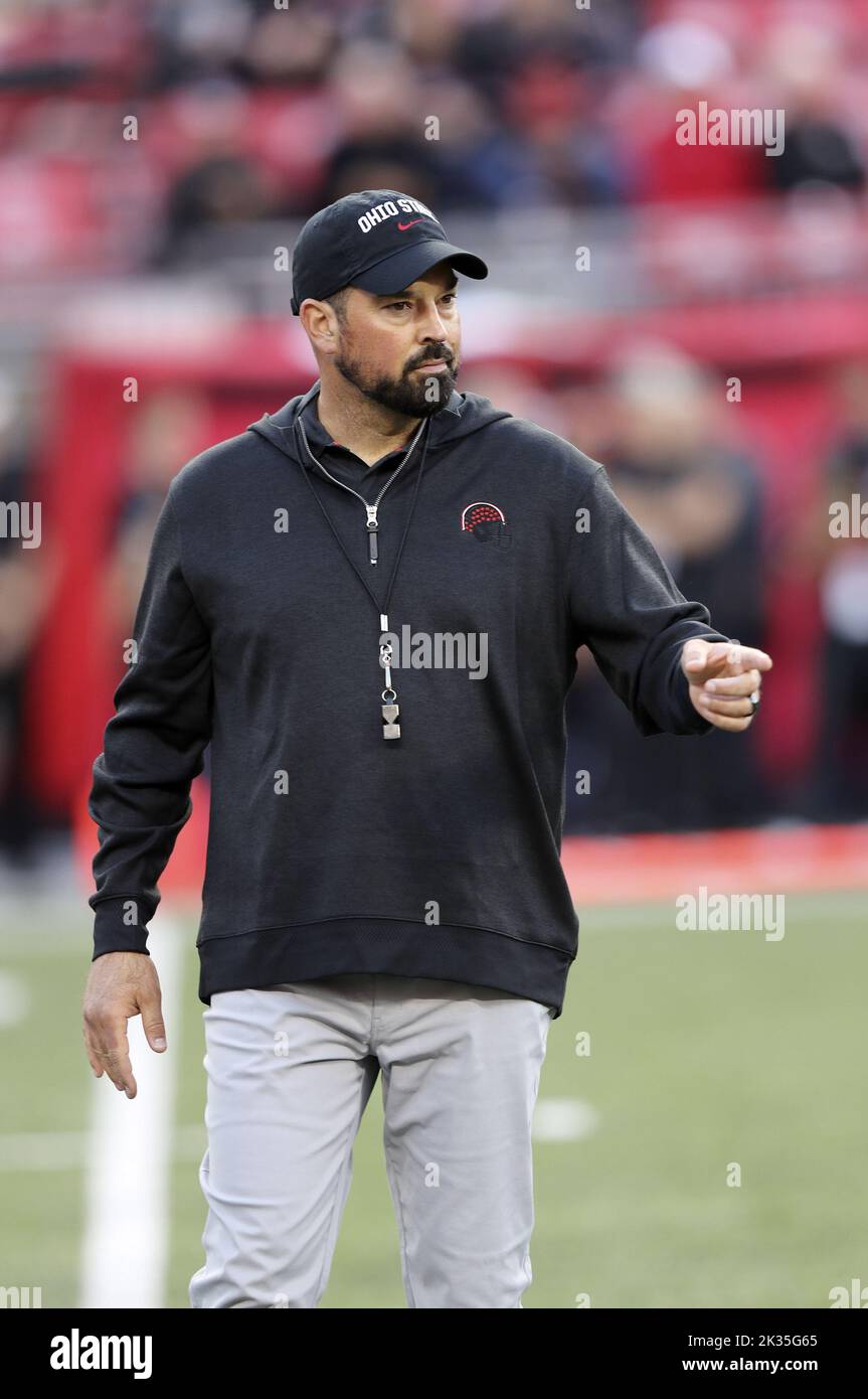 Columbus, United States. 24th Sep, 2022. The Ohio State Buckeyes head coach Ryan Day walks the field prior to the Buckeyes game against the Wisconsin Badgers in Columbus, Ohio on Saturday, September 24, 2022. Photo by Aaron Josefczyk/UPI Credit: UPI/Alamy Live News Stock Photo