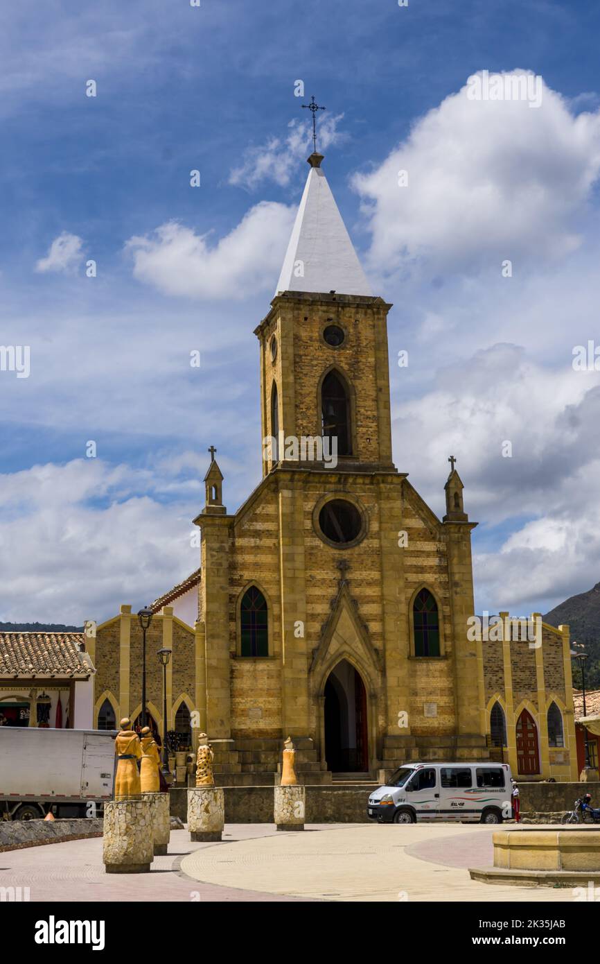 Church of Raquira in Raquira, Colombia Stock Photo