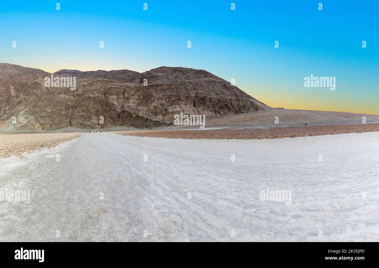 dried salt of a salt sea at Badwater, death valley desert Stock Photo