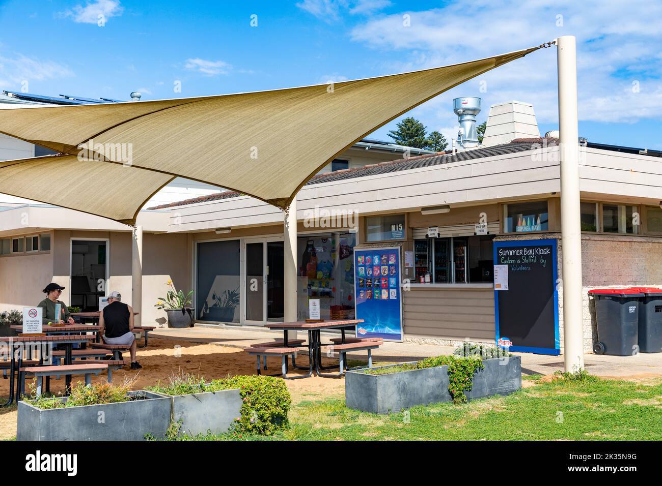 North Palm Beach surf club in Sydney, also known as Summer Bay surf club and food kiosk from the television Neighbours,NSW,Australia Stock Photo