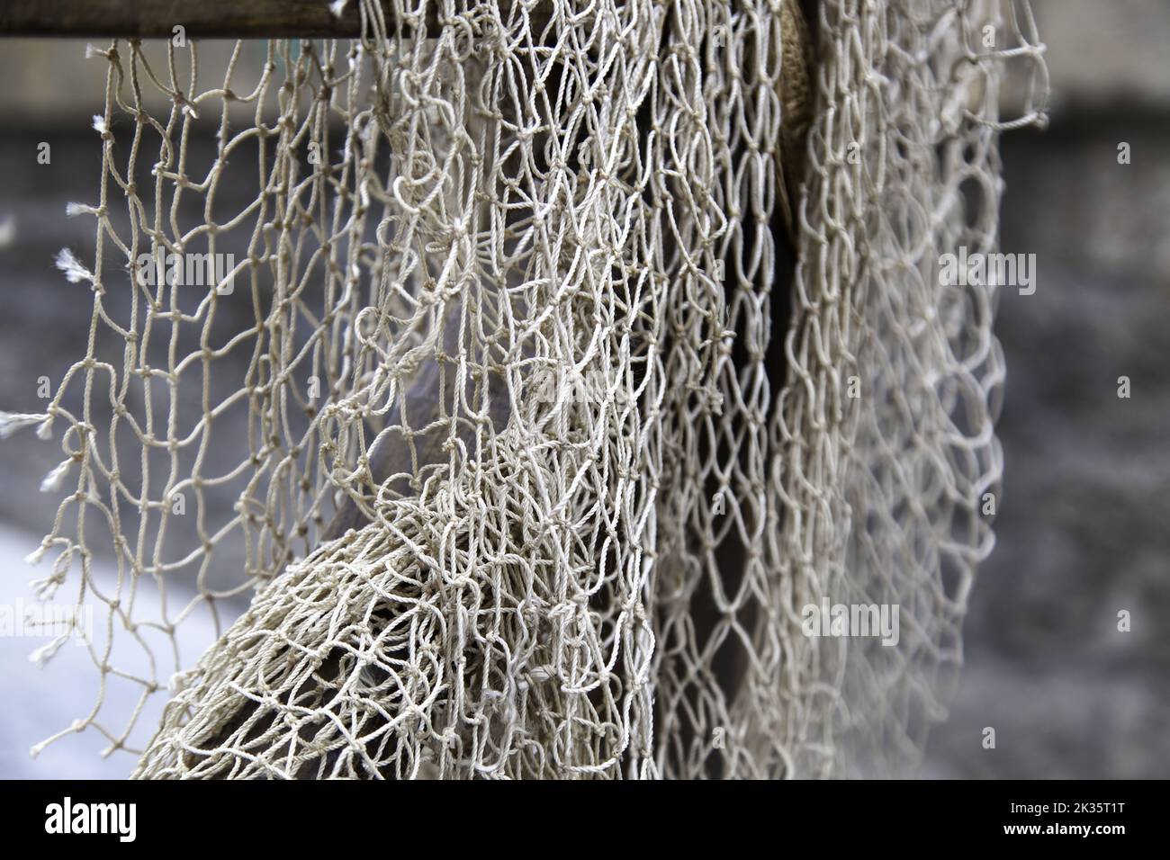 Detail of handmade net of natural fibers Stock Photo