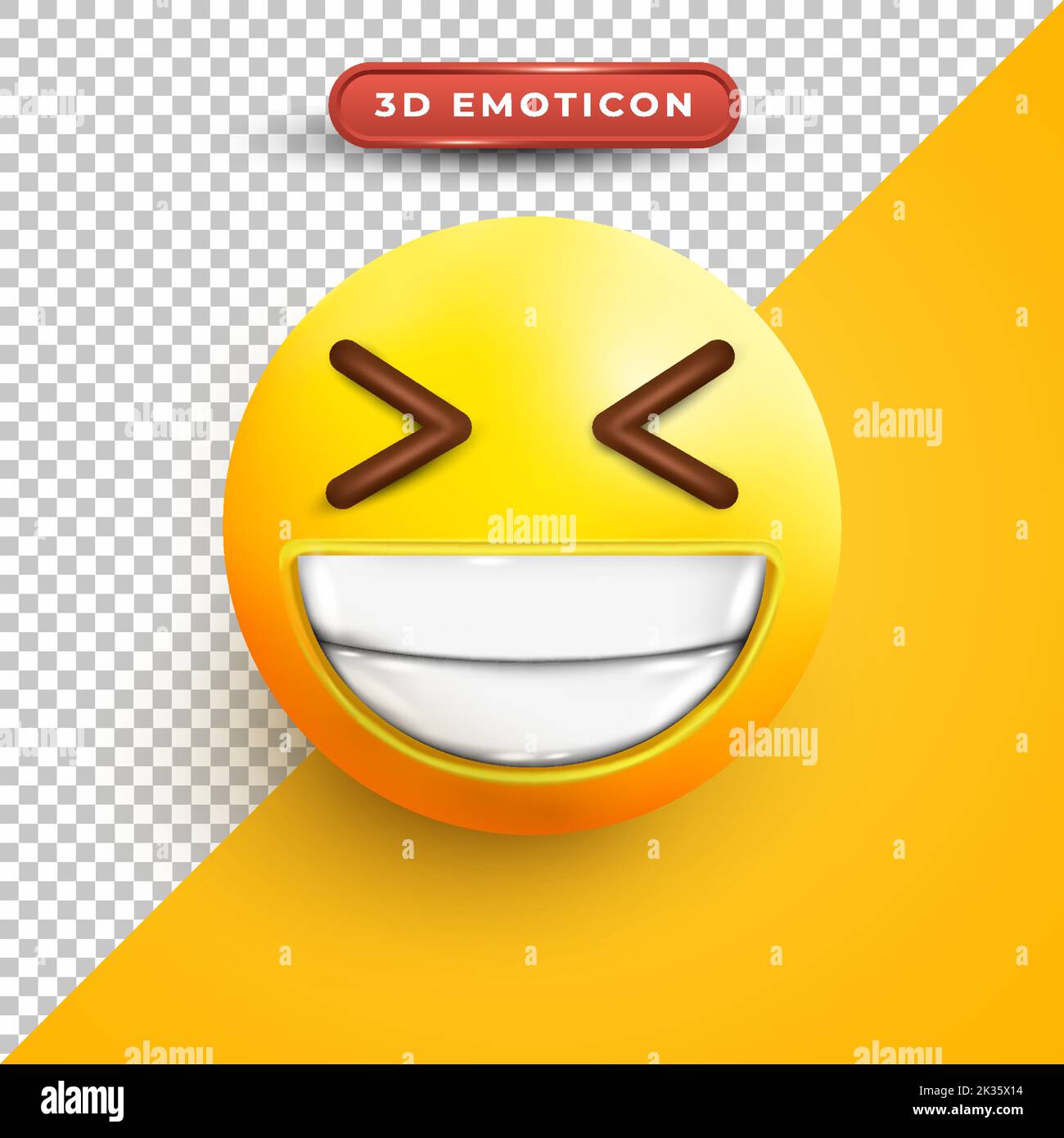 Smile☺︎（3点） a 3d laughing emoji with teeth and closed eyes - happy facial