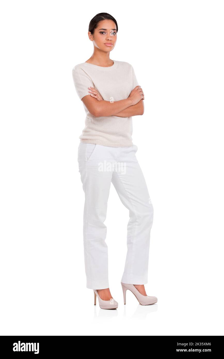Woman standing arms folded hi-res stock photography and images - Alamy