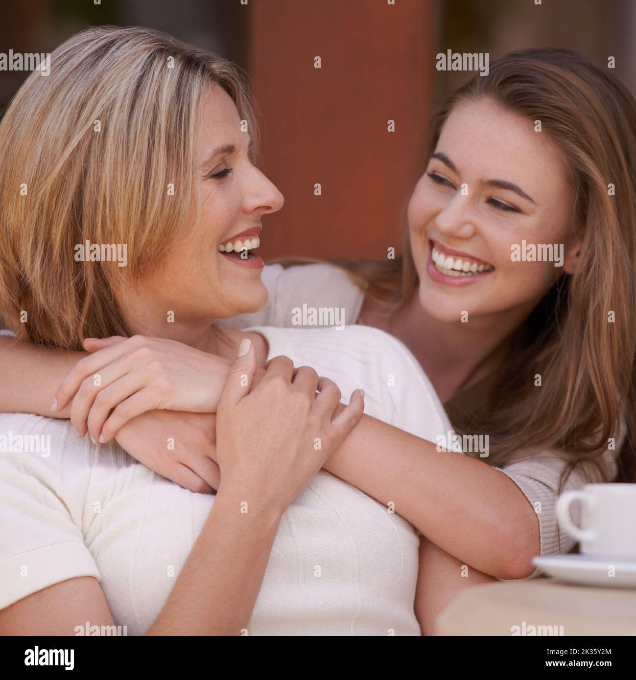 You really are so beautiful. A mother and daughter being affectionate towards each other. Stock Photo