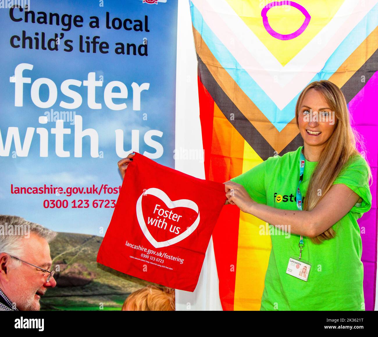 'Rachael Heskth' Foster with us' Lancashire fostering services promotion in Preston, UK Stock Photo